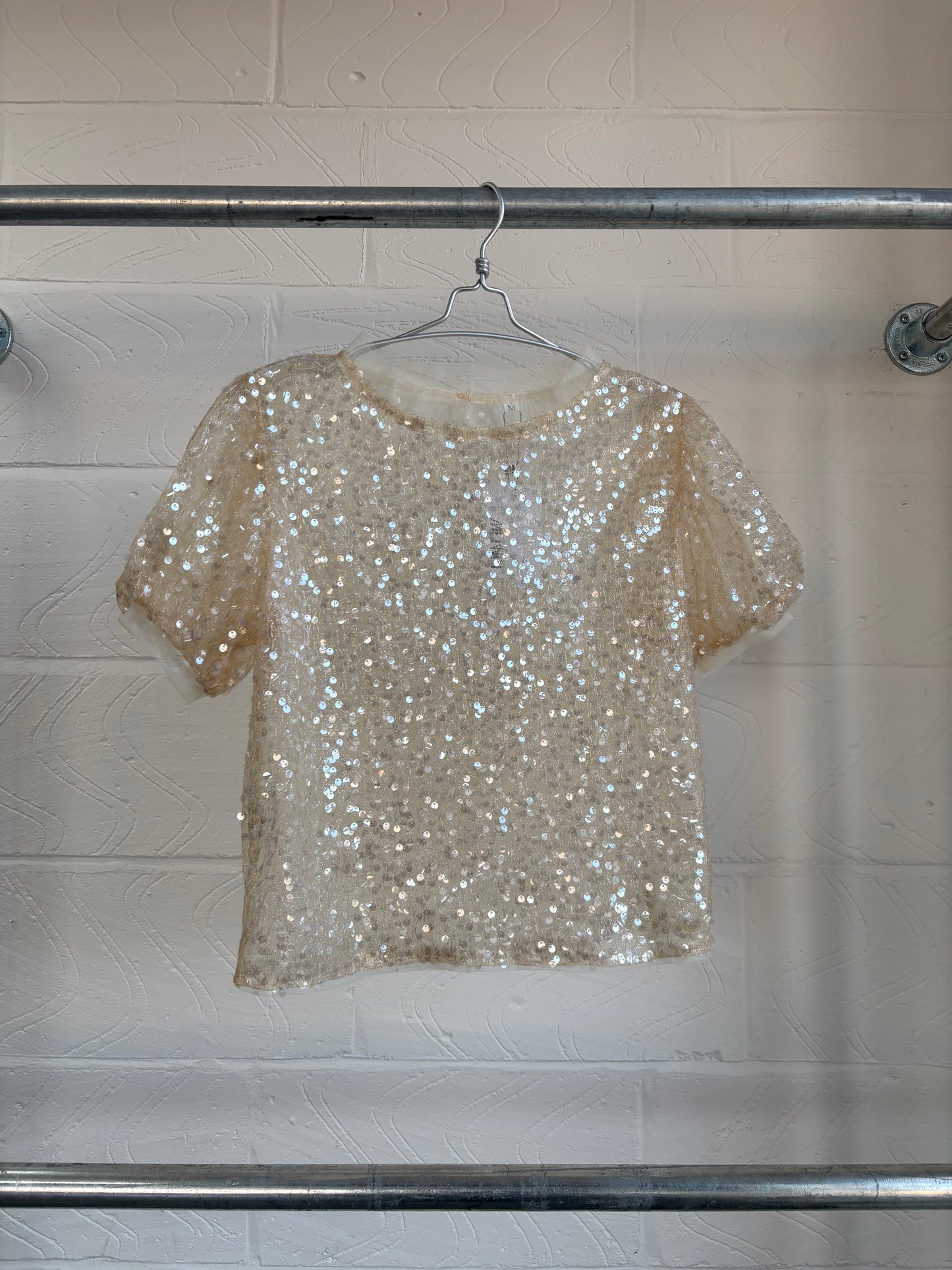 PUFF SLEEVE SEQUIN BLOUSE