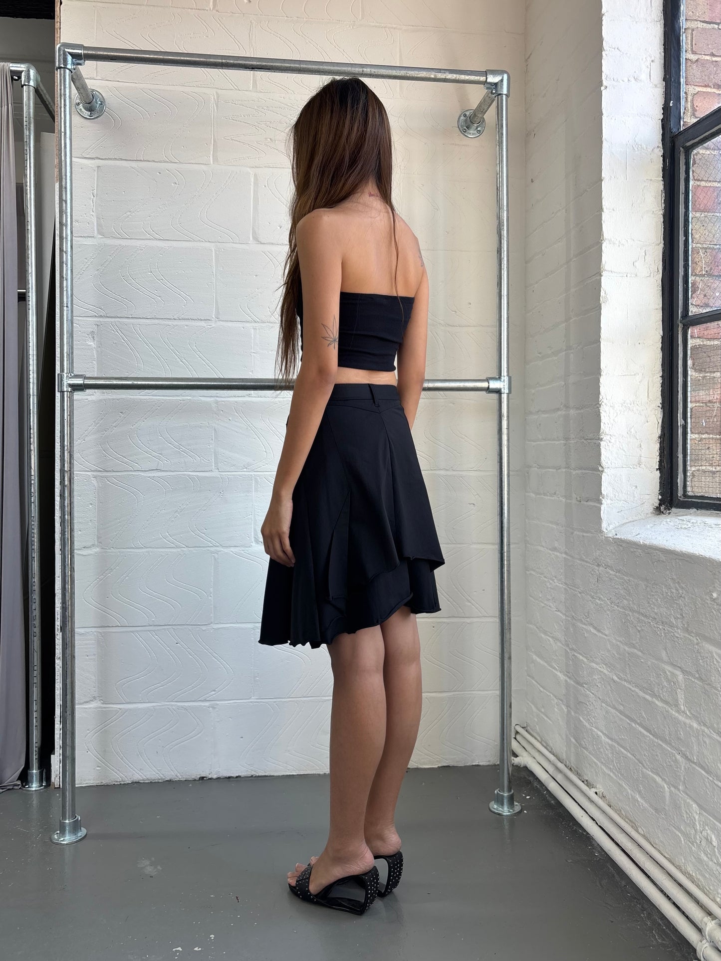 MARITHE FRANCOIS GIRBAUD A-LINE DECONSTRUCTED SKIRT