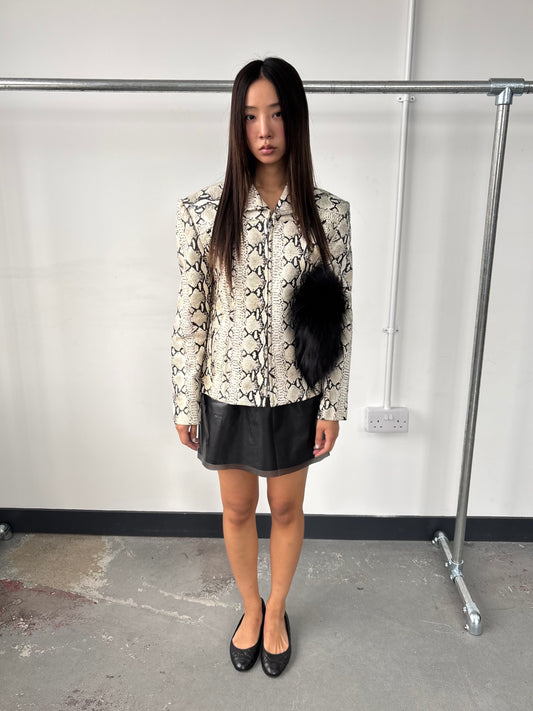 LEATHER SNAKE PRINT JACKET