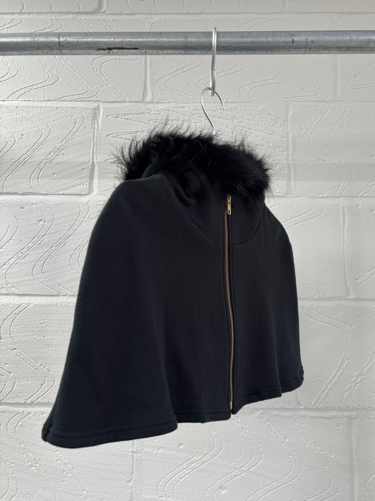 JERSEY CAPE WITH FUR HOOD