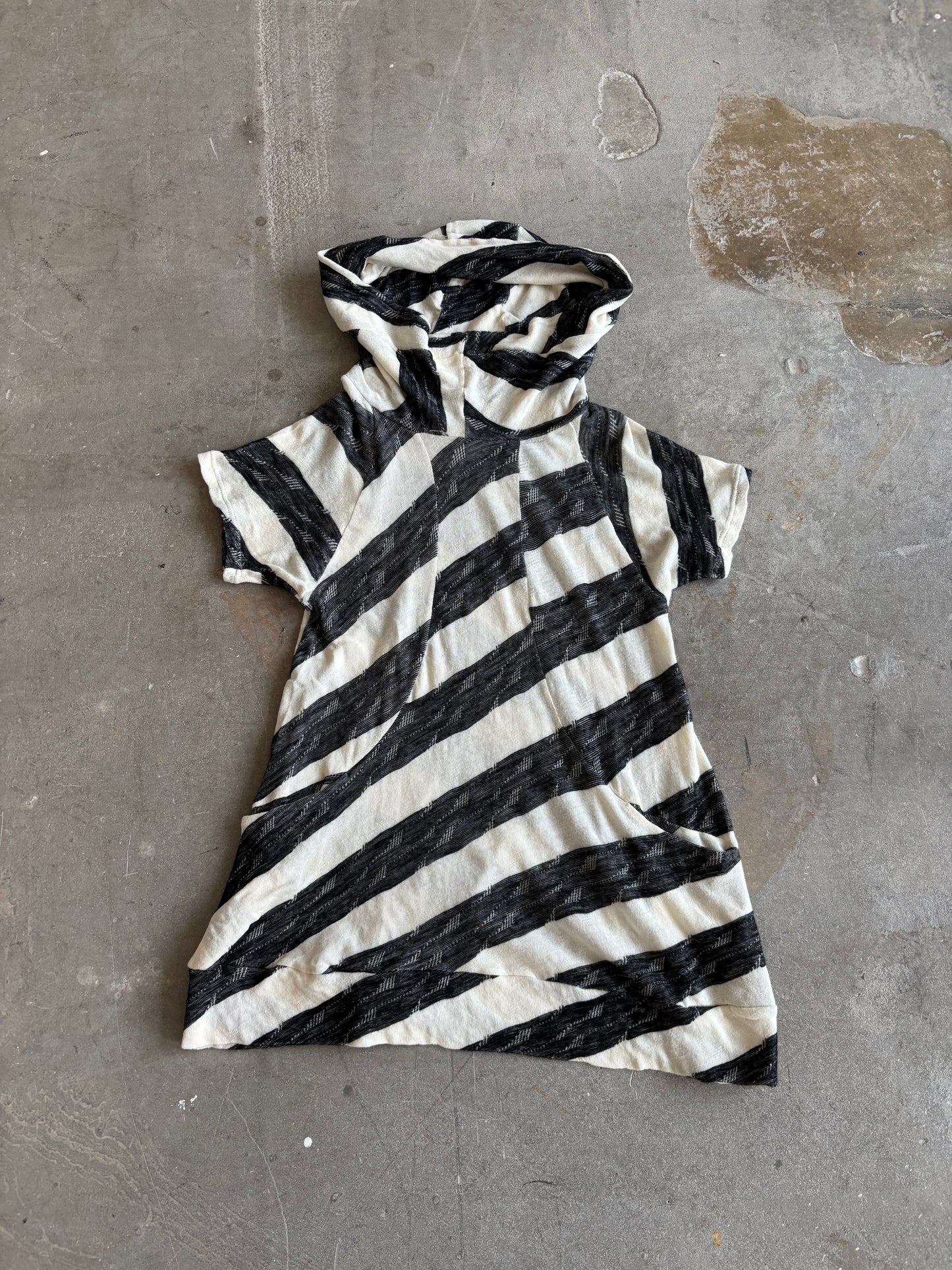 GOMME STRIPE KNIT HOODED DRESS