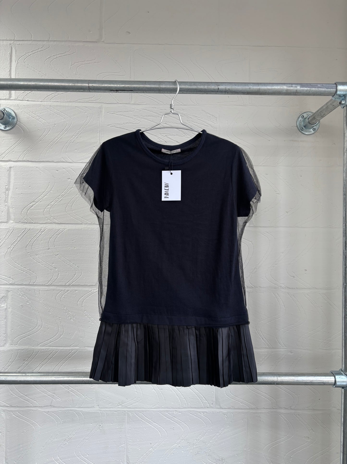 JAPANESE MESH LAYER PLEATED TEE