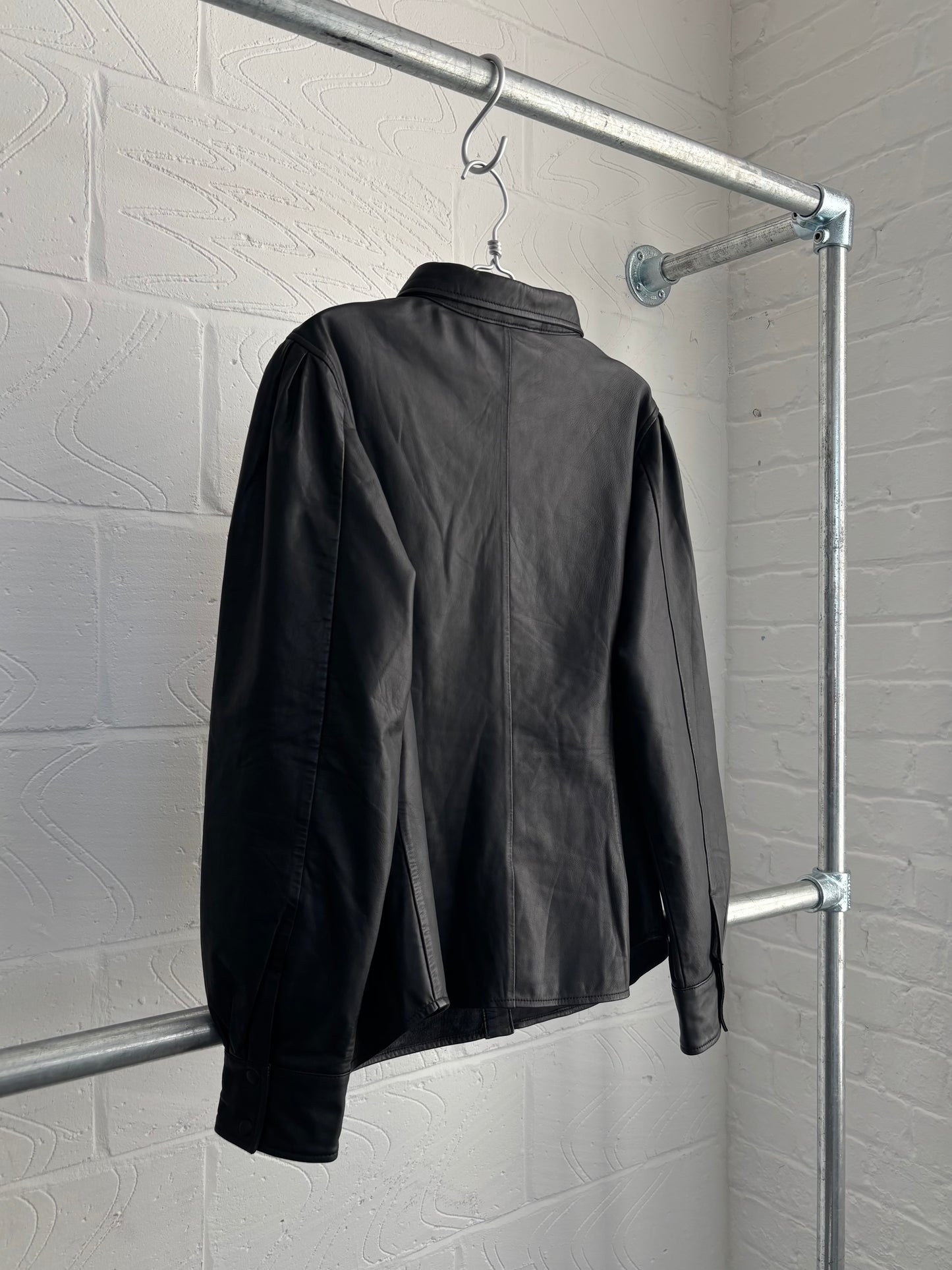 LEATHER PUFF SLEEVE SHIRT