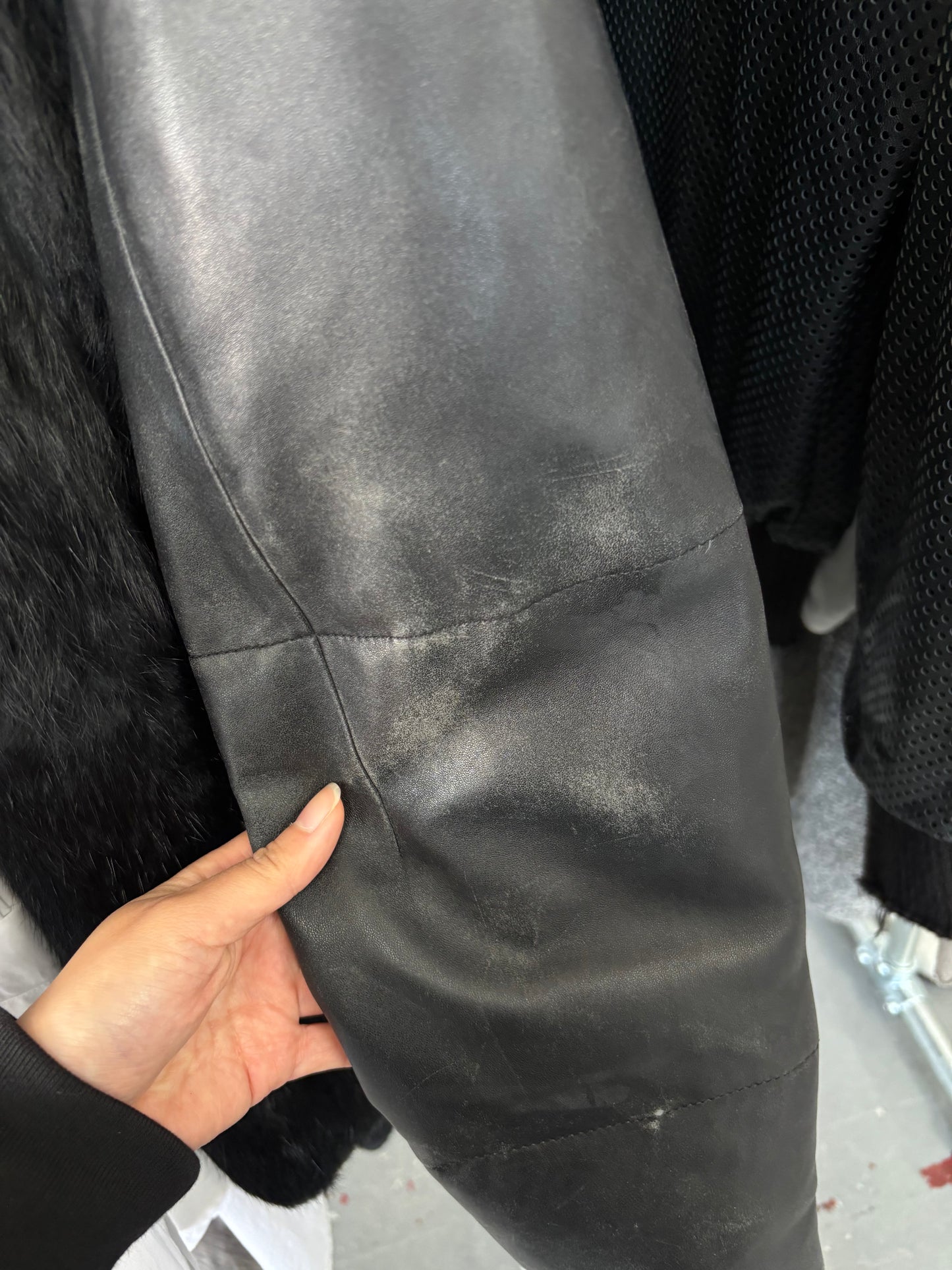 Y3 CIRCA 2003 LAMB LEATHER BOMBER JACKET