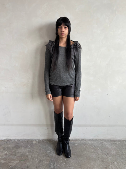 JAPANESE DESIGNER FRILLY SHOULDER TOP