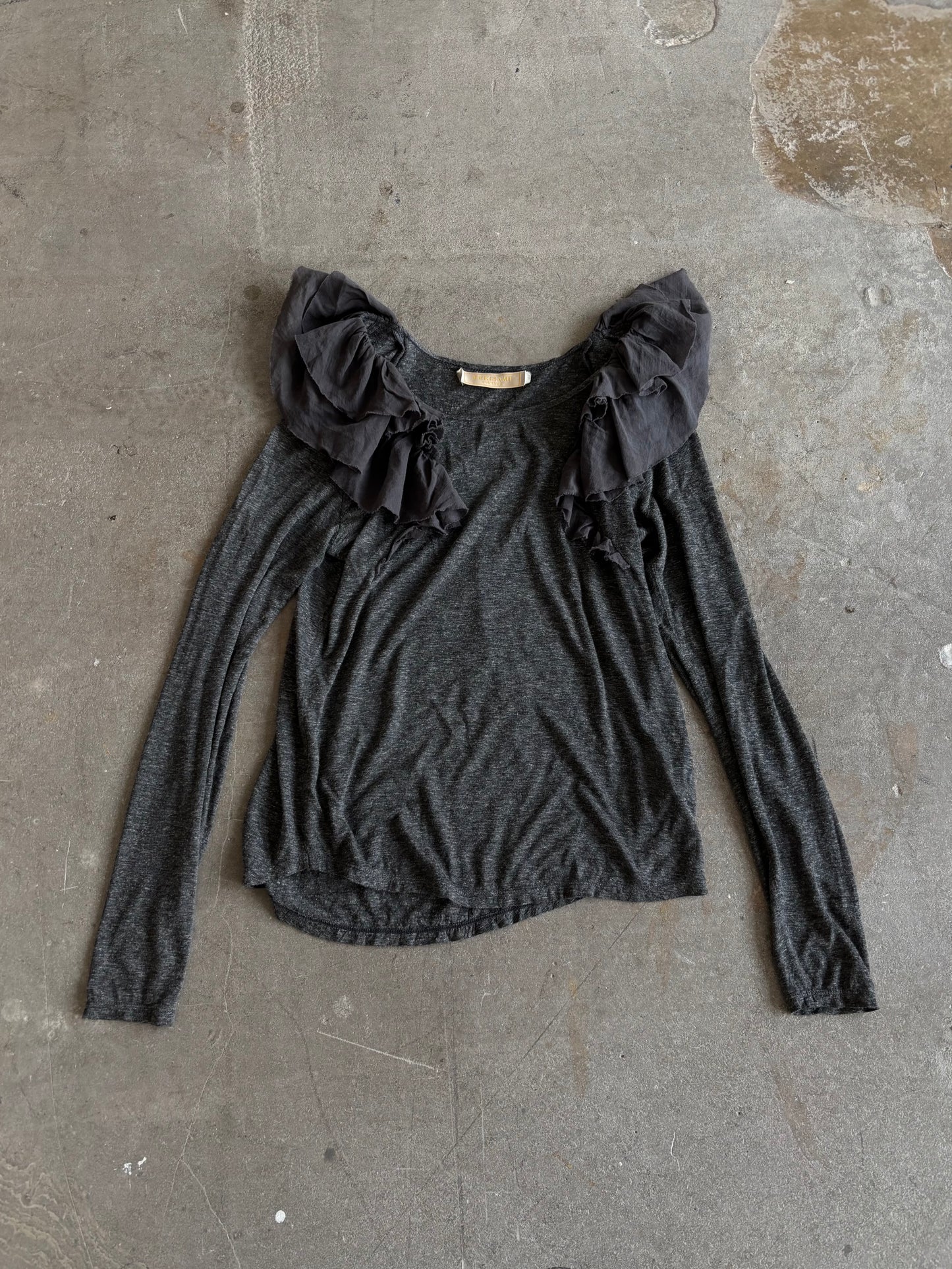 JAPANESE DESIGNER FRILLY SHOULDER TOP