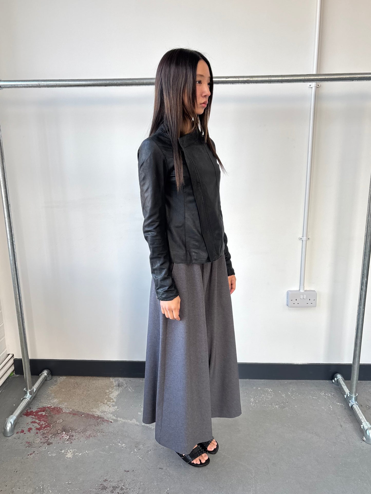 GOAT LEATHER ASYMMETRIC JACKET