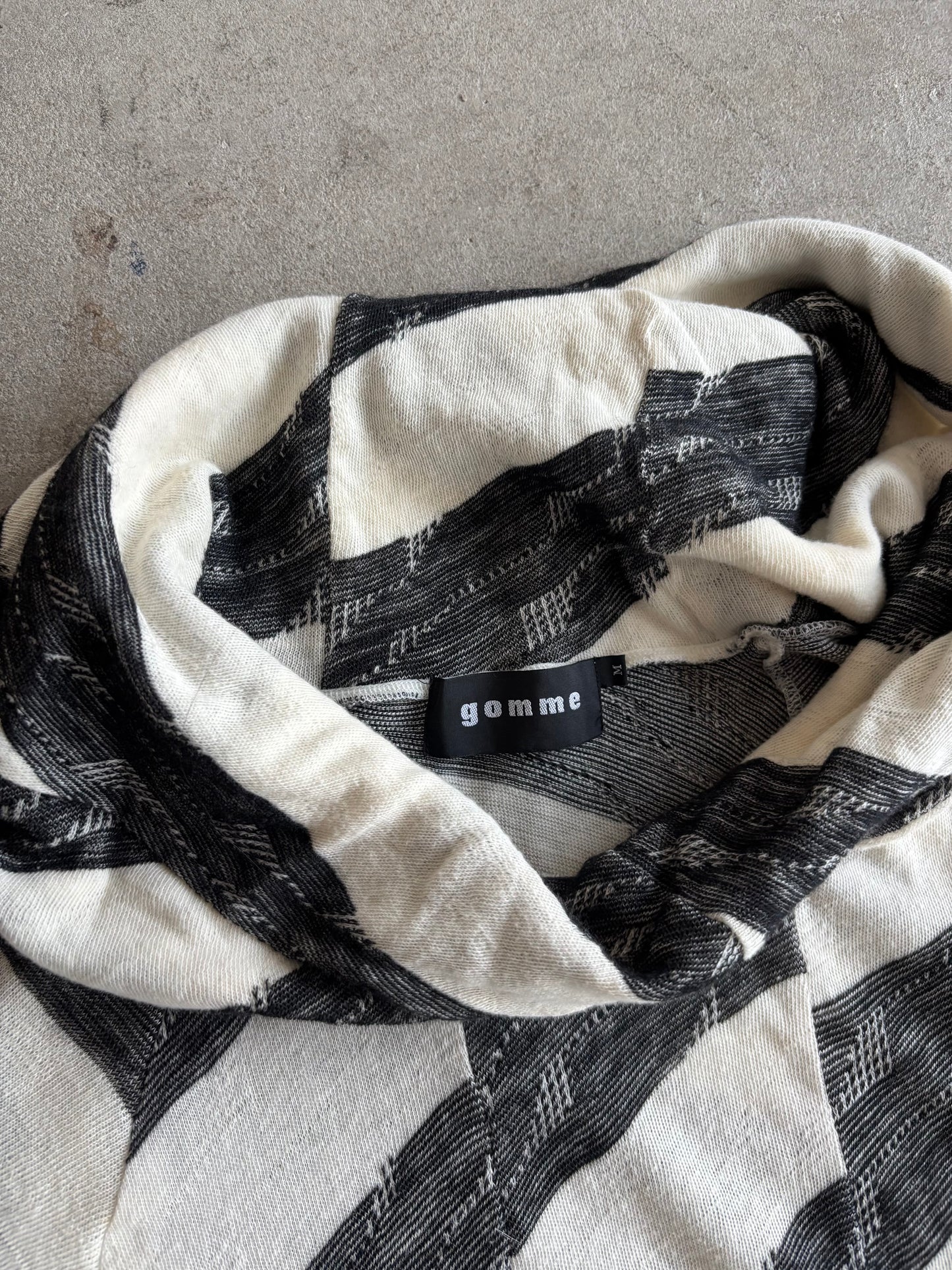 GOMME STRIPE KNIT HOODED DRESS