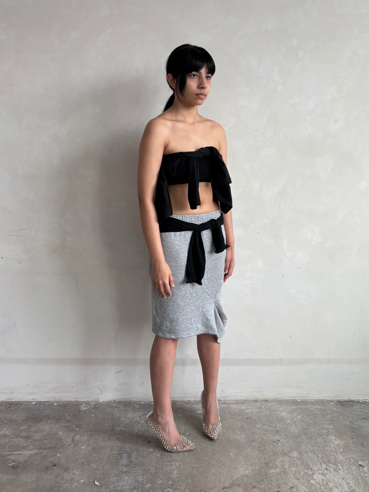 ZUCCA ASYMMETRIC GREY JERSEY SKIRT
