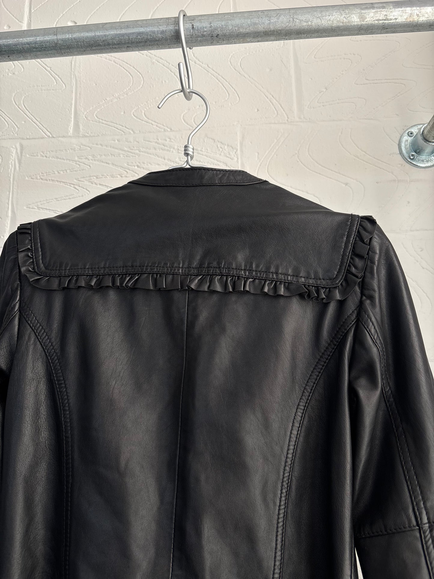LEATHER SAILOR COLLAR JACKET