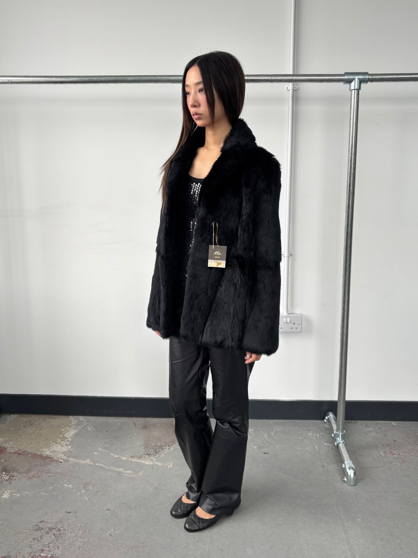 REAL FUR BLACK JACKET