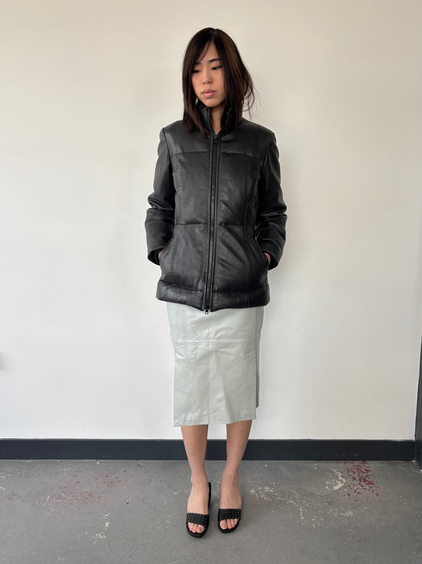 Y3 CIRCA 2003 LAMB LEATHER BOMBER JACKET