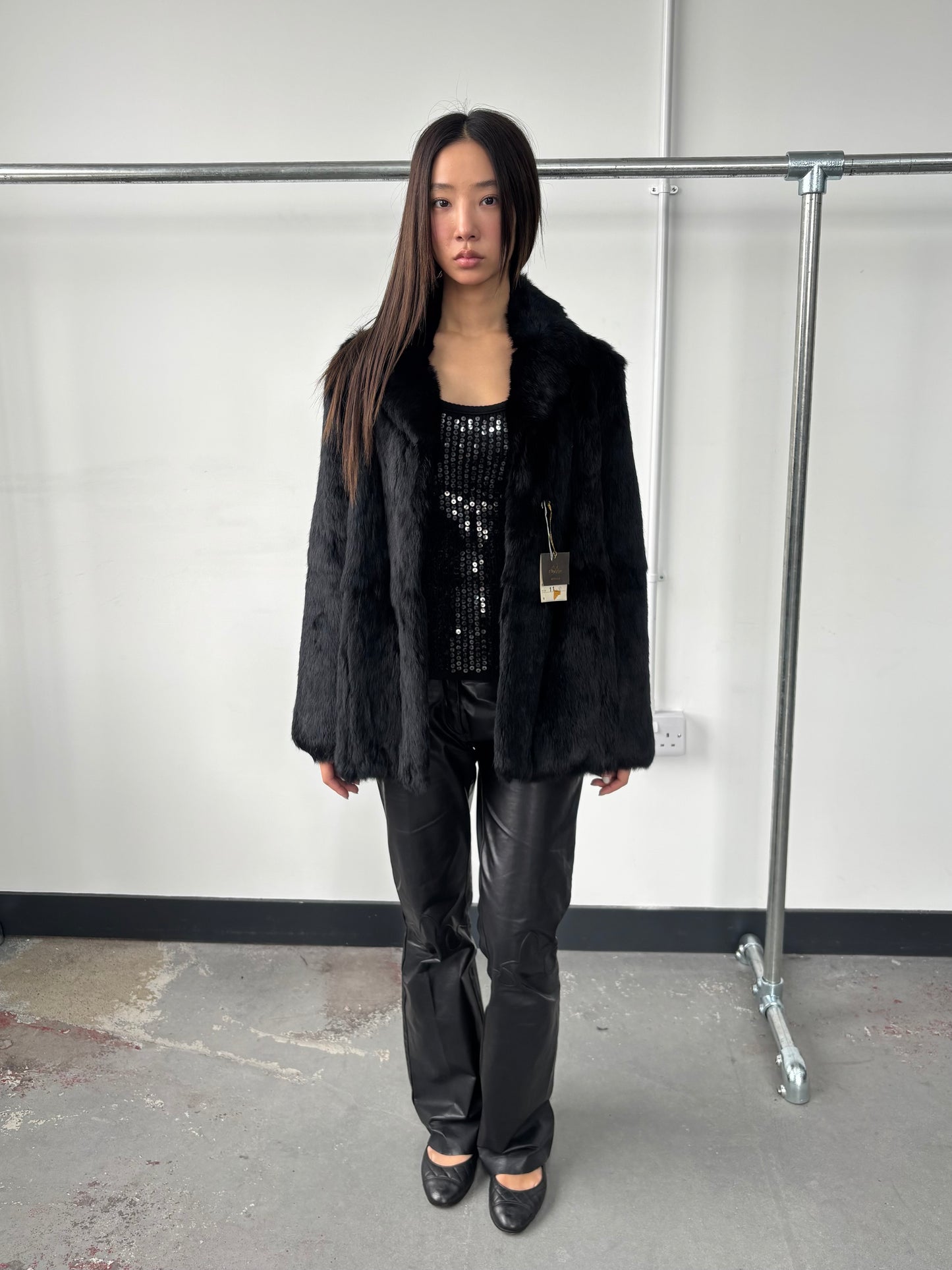 REAL FUR BLACK JACKET