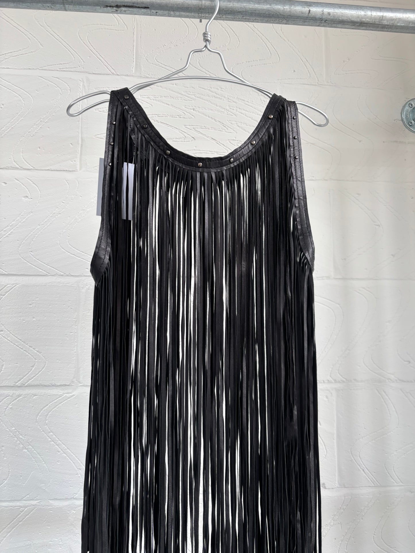 LEATHER LOOK FRINGE TOP