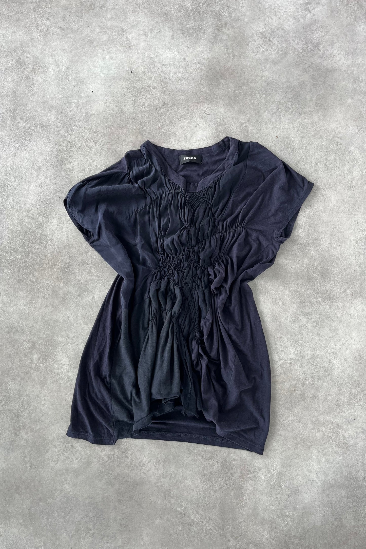 ZUCCA NAVY RUCHED FRONT TOP