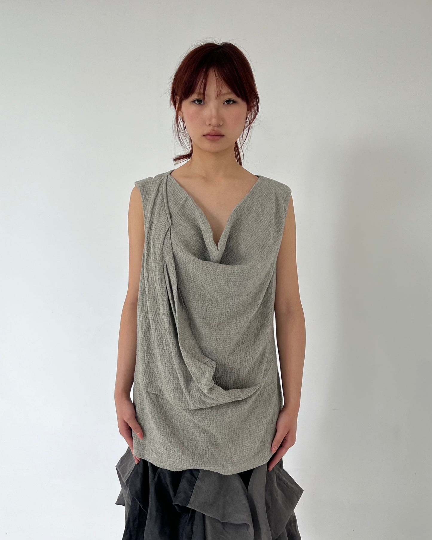 GREY DRAPED TANK