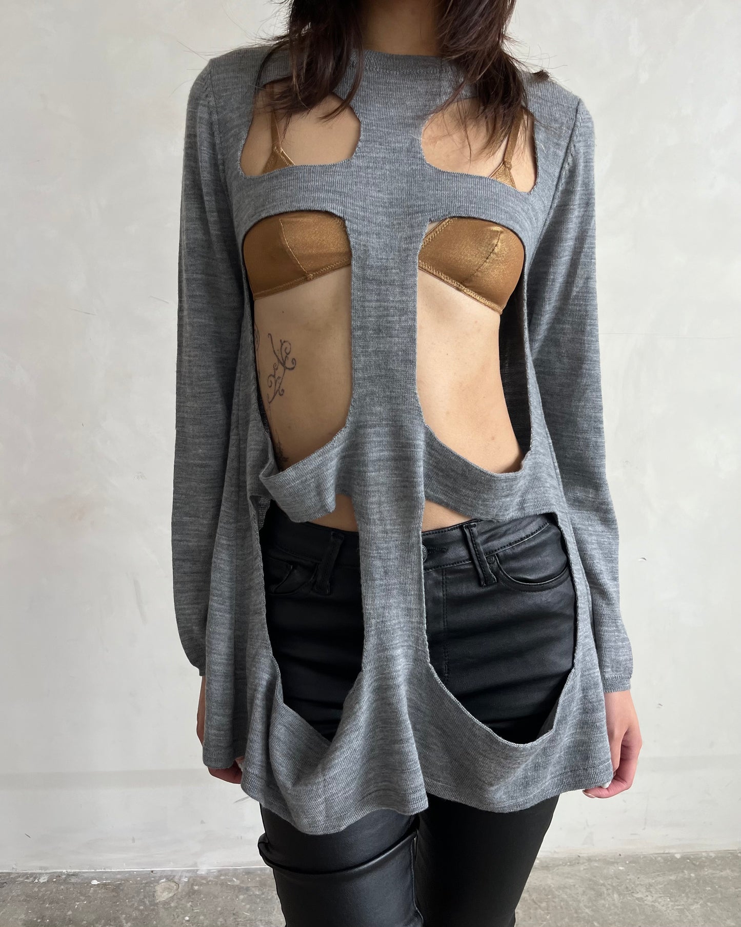 CDG SS17 RIB CAGE WOOL KNIT