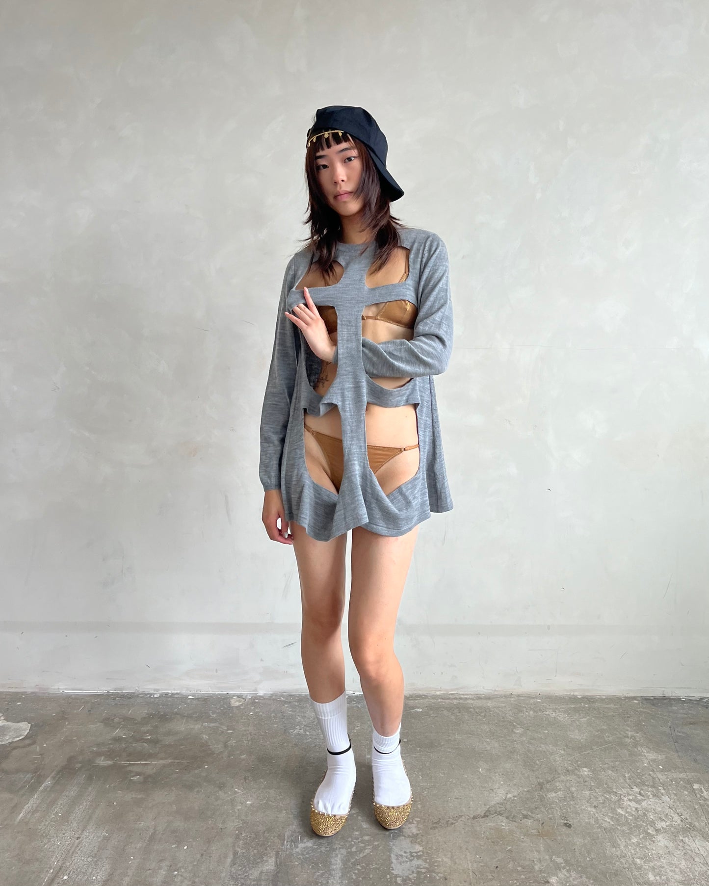 CDG SS17 RIB CAGE WOOL KNIT