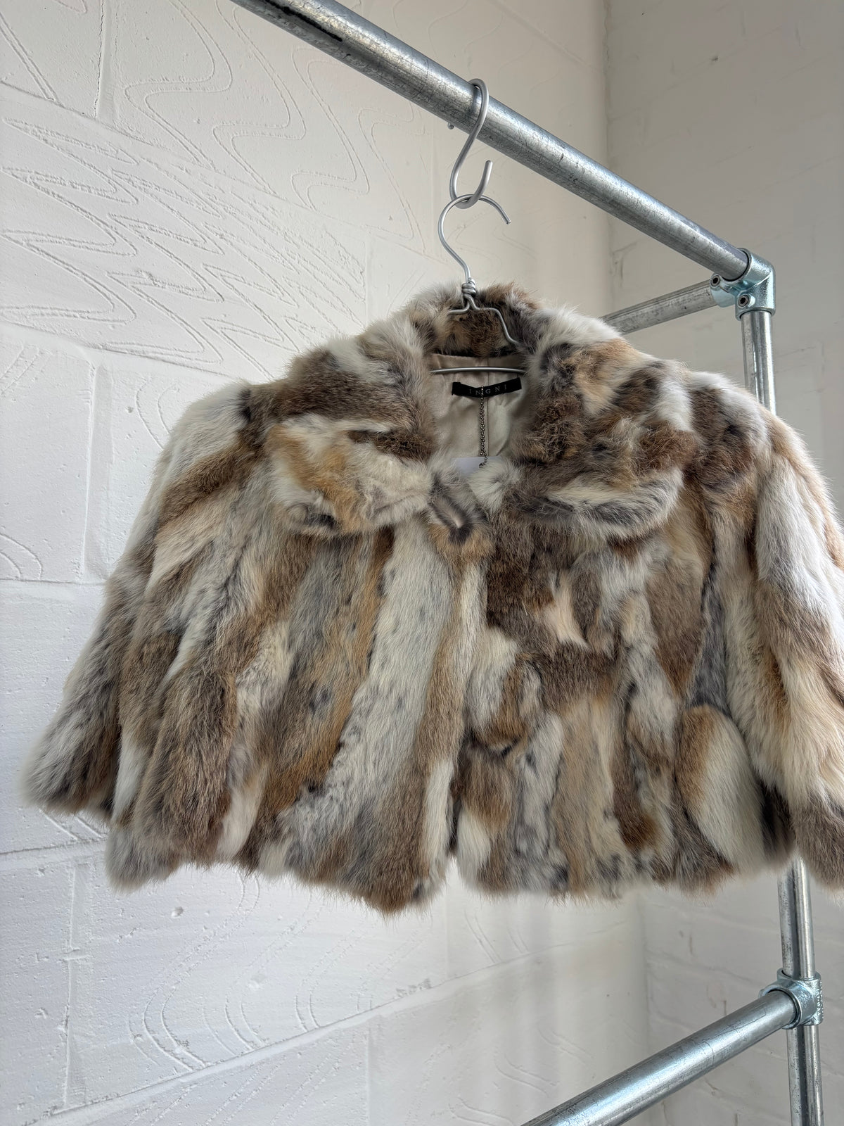 REAL FUR SUPER CROPPED JACKET WITH COLLAR