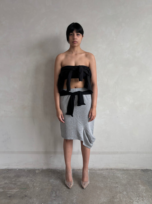 ZUCCA ASYMMETRIC GREY JERSEY SKIRT