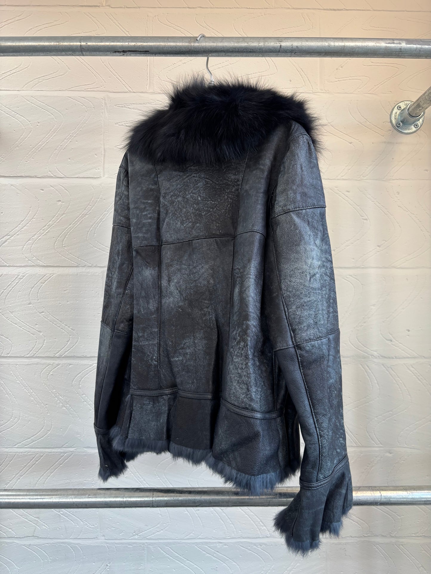 RABBIT LEATHER AND FOX FUR JACKET