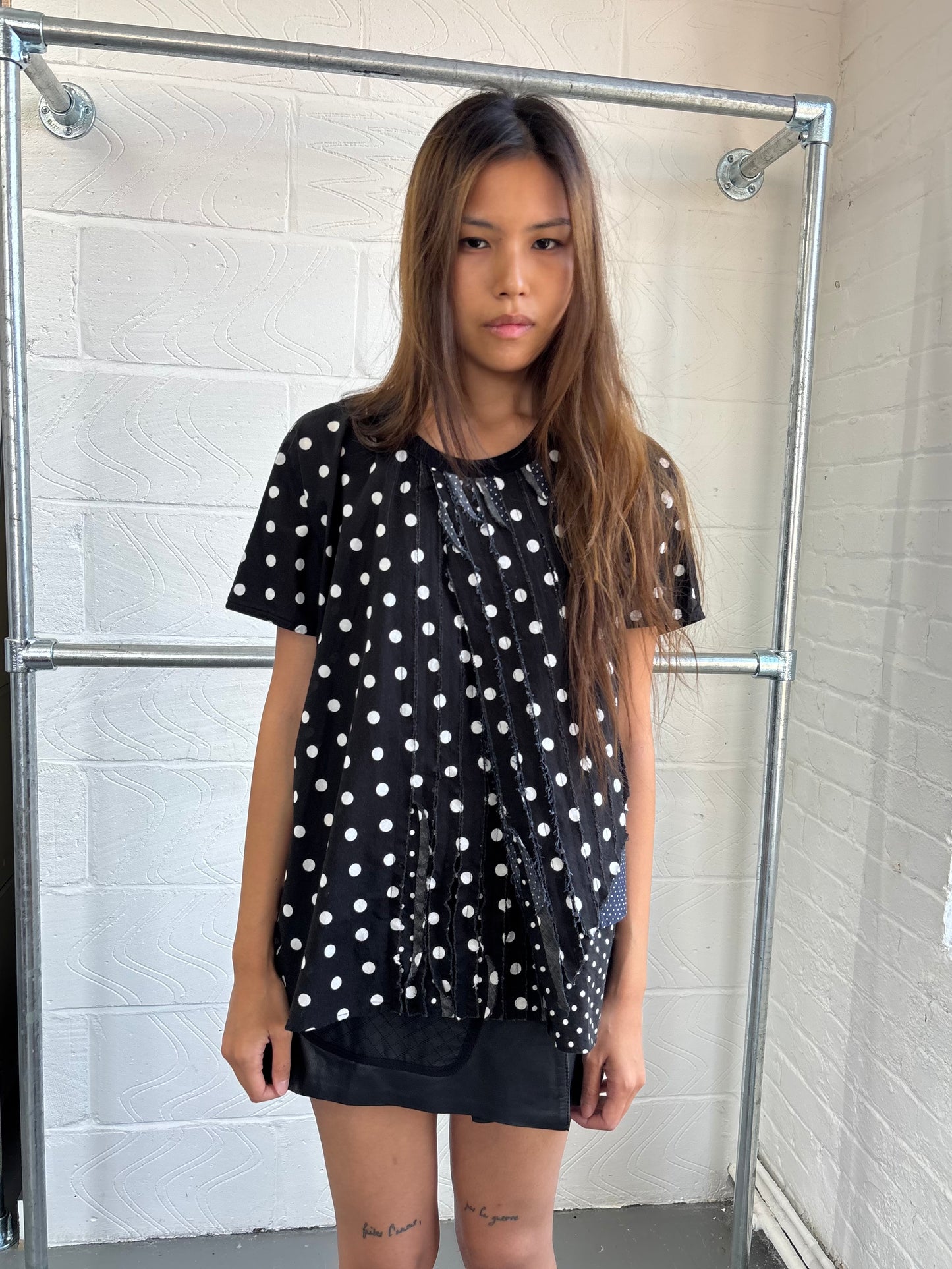 ZUCCA BATWING POLKA DECONSTRUCTED TOP