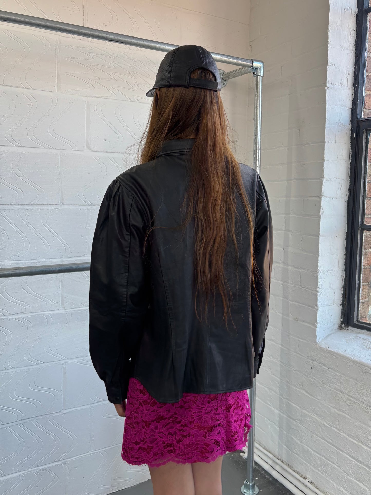 LEATHER PUFF SLEEVE SHIRT