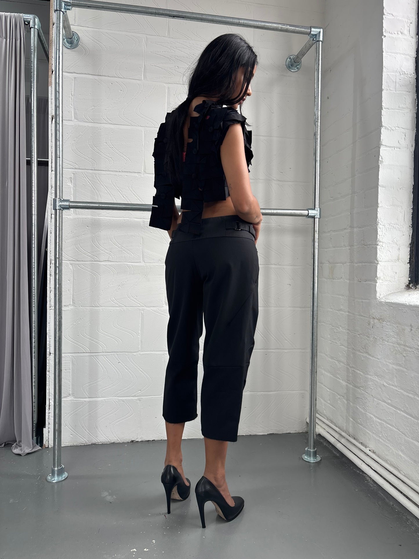 PRADA SPORT WOOL CROPPED TROUSERS