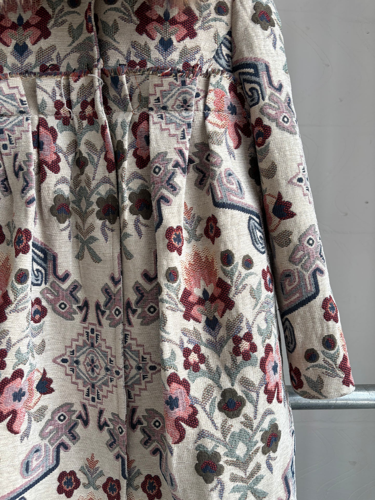 JAPANESE DECONSTRUCTED FLORAL JACKET WITH FUR