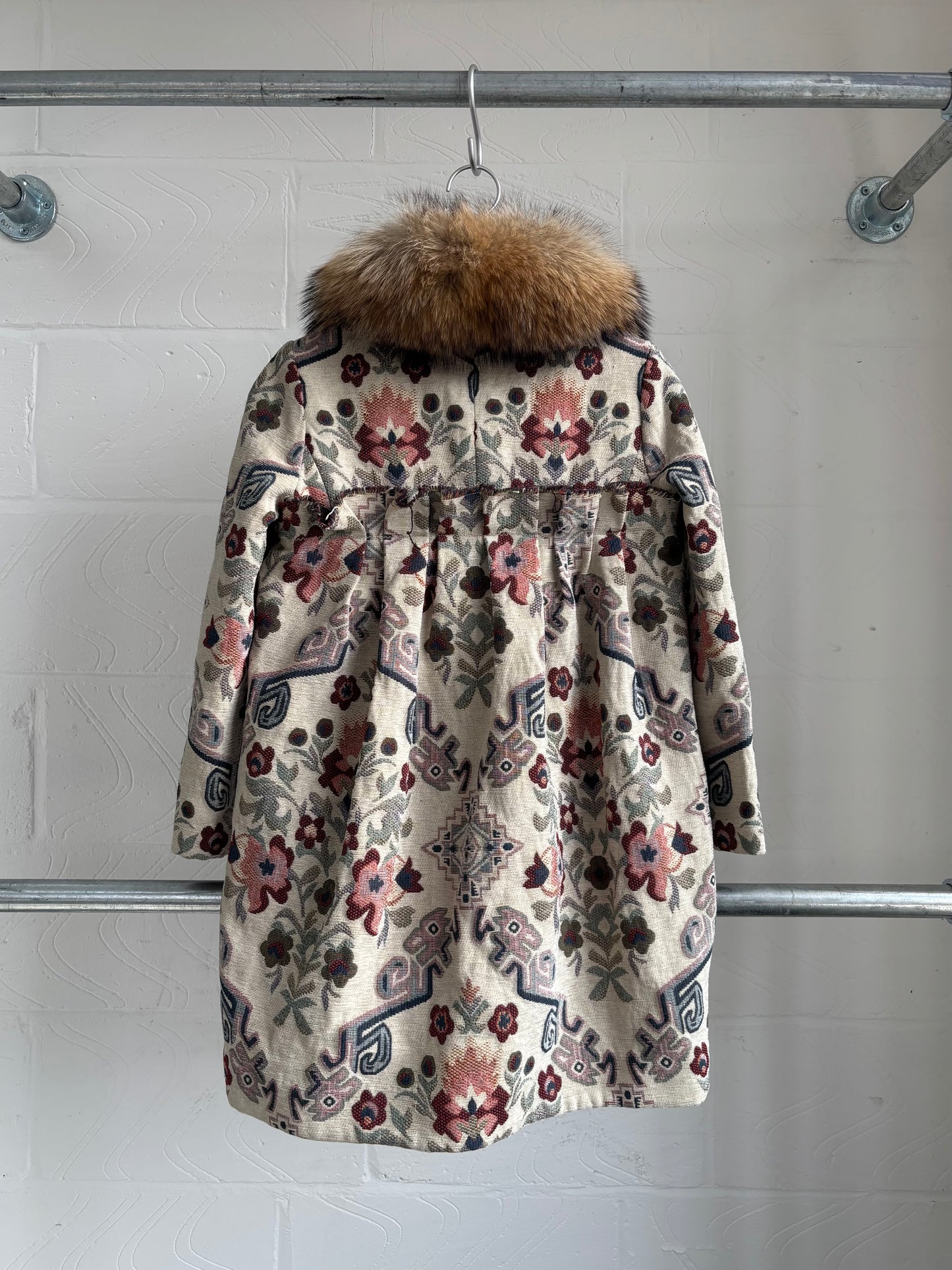 JAPANESE DECONSTRUCTED FLORAL JACKET WITH FUR
