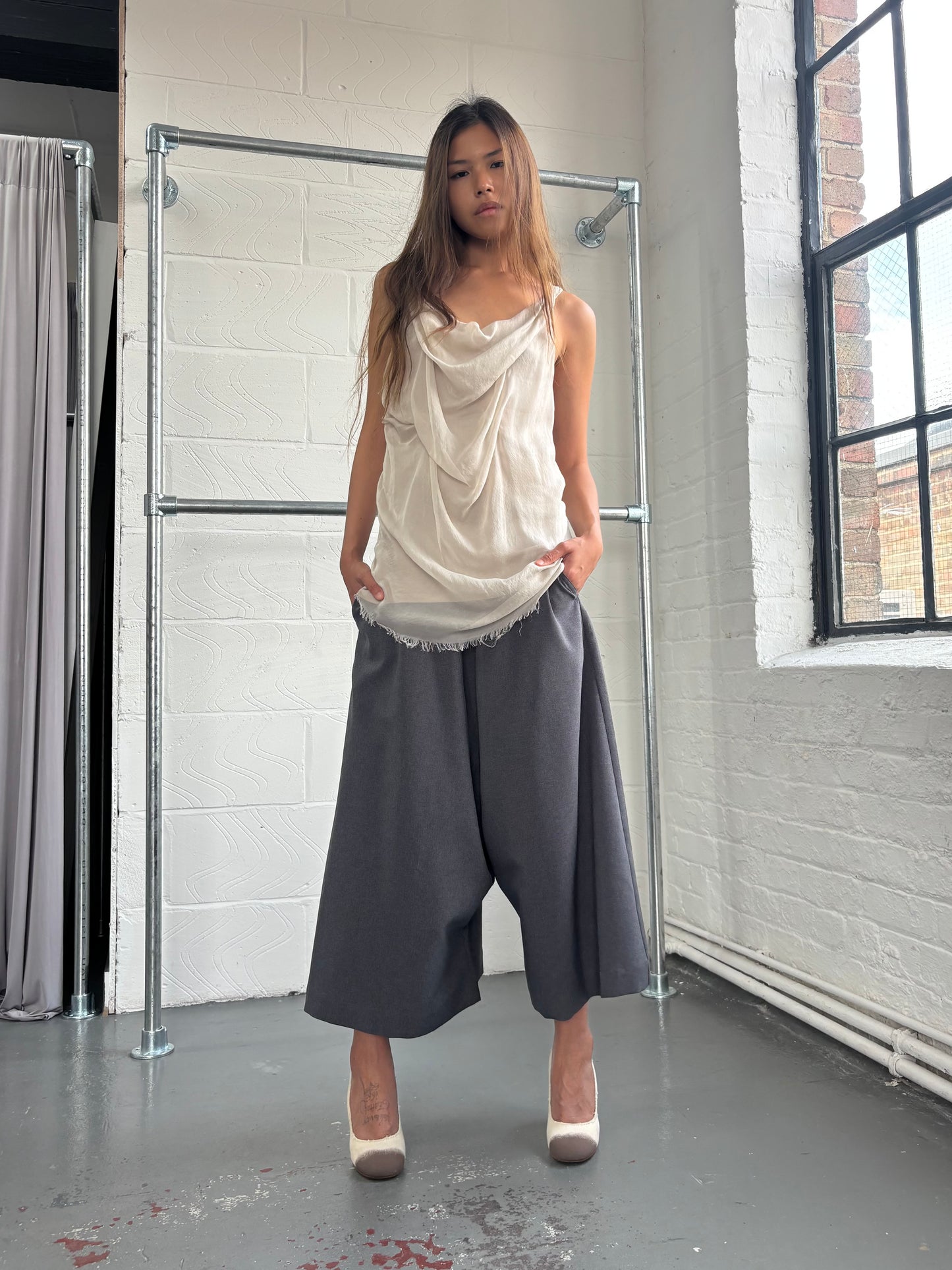 ZUCCA DROP CROTCH WIDE TROUSERS