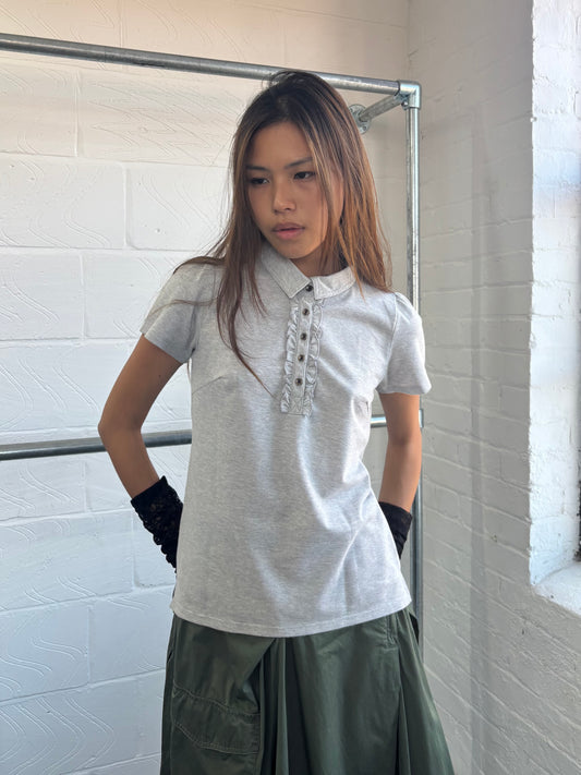 JAPANESE DESIGNER FRILLY POLO SHIRT