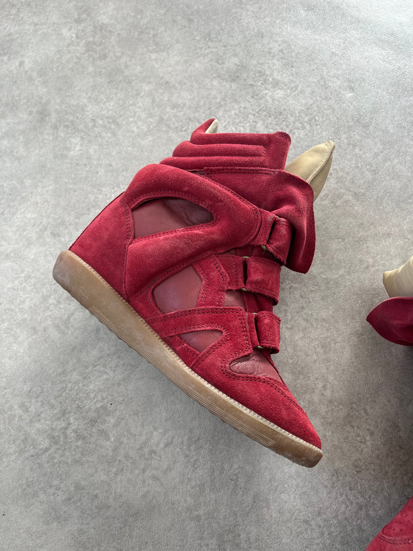 ISABEL MARANT RED BEKETT WEDGE TRAINERS