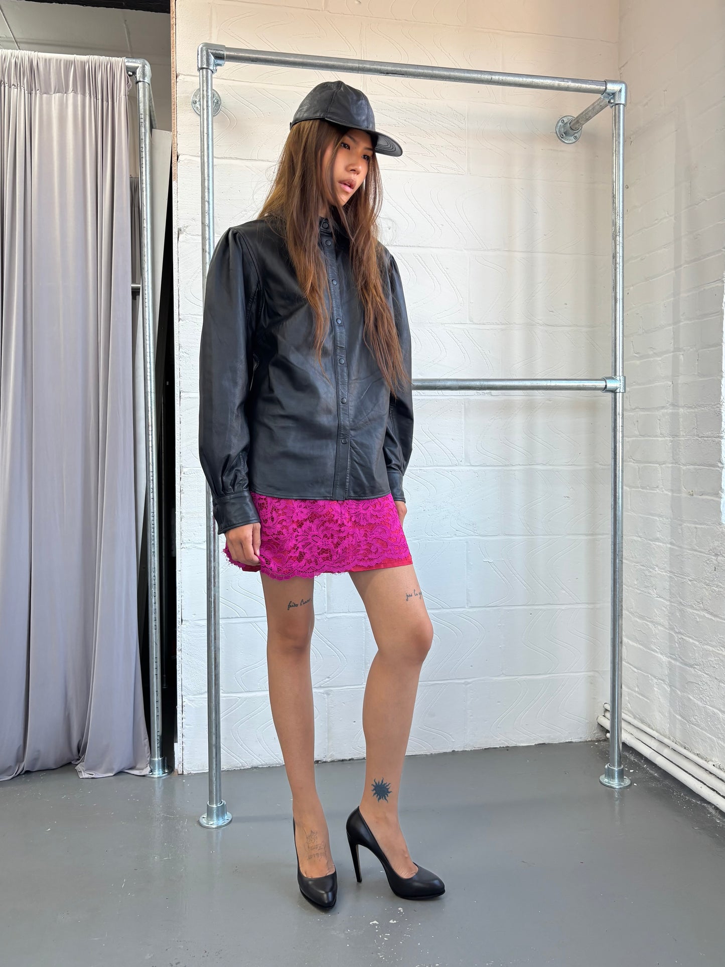 LEATHER PUFF SLEEVE SHIRT