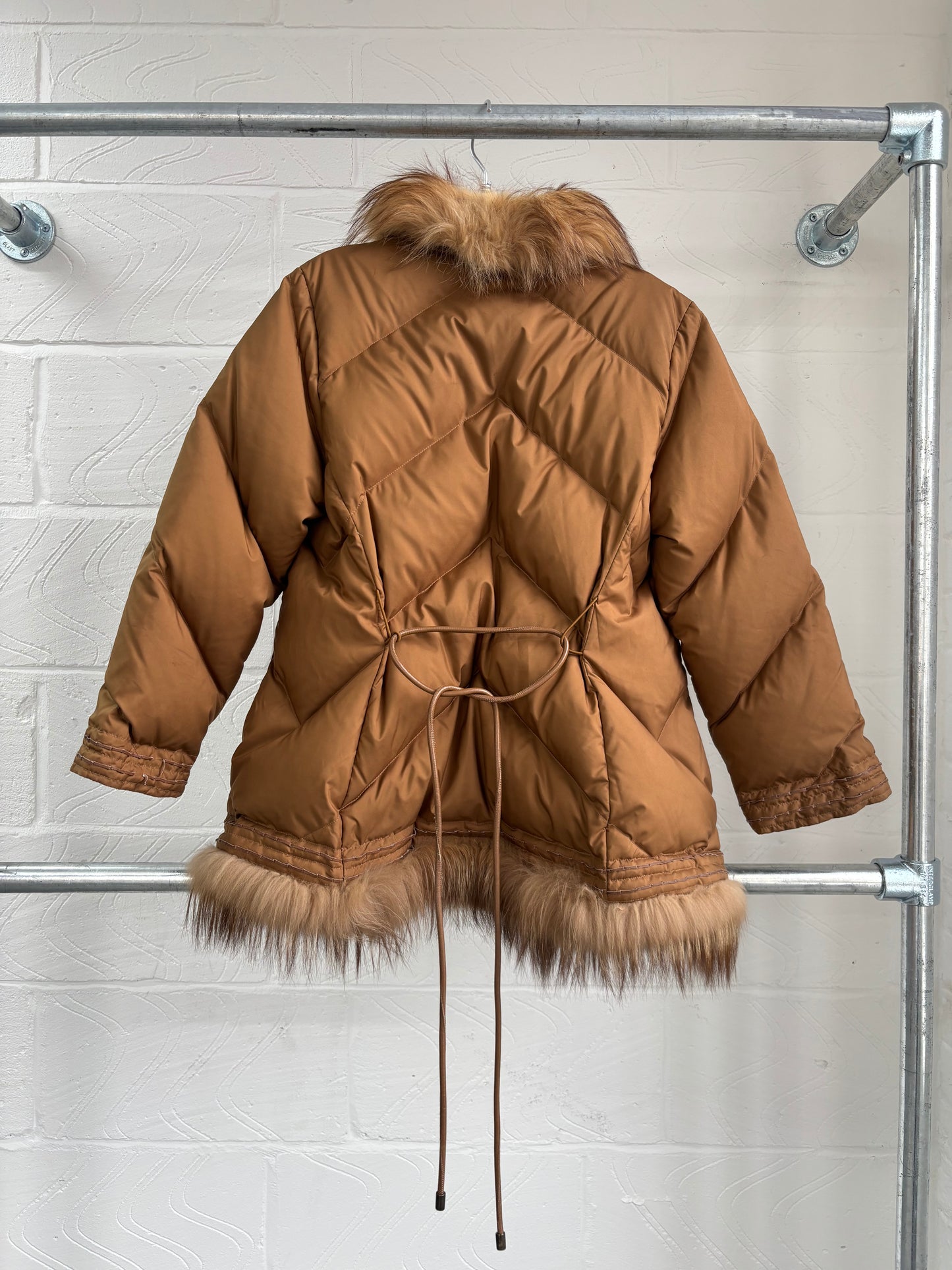 FEATHER DOWN AND FUR PUFFER JACKET