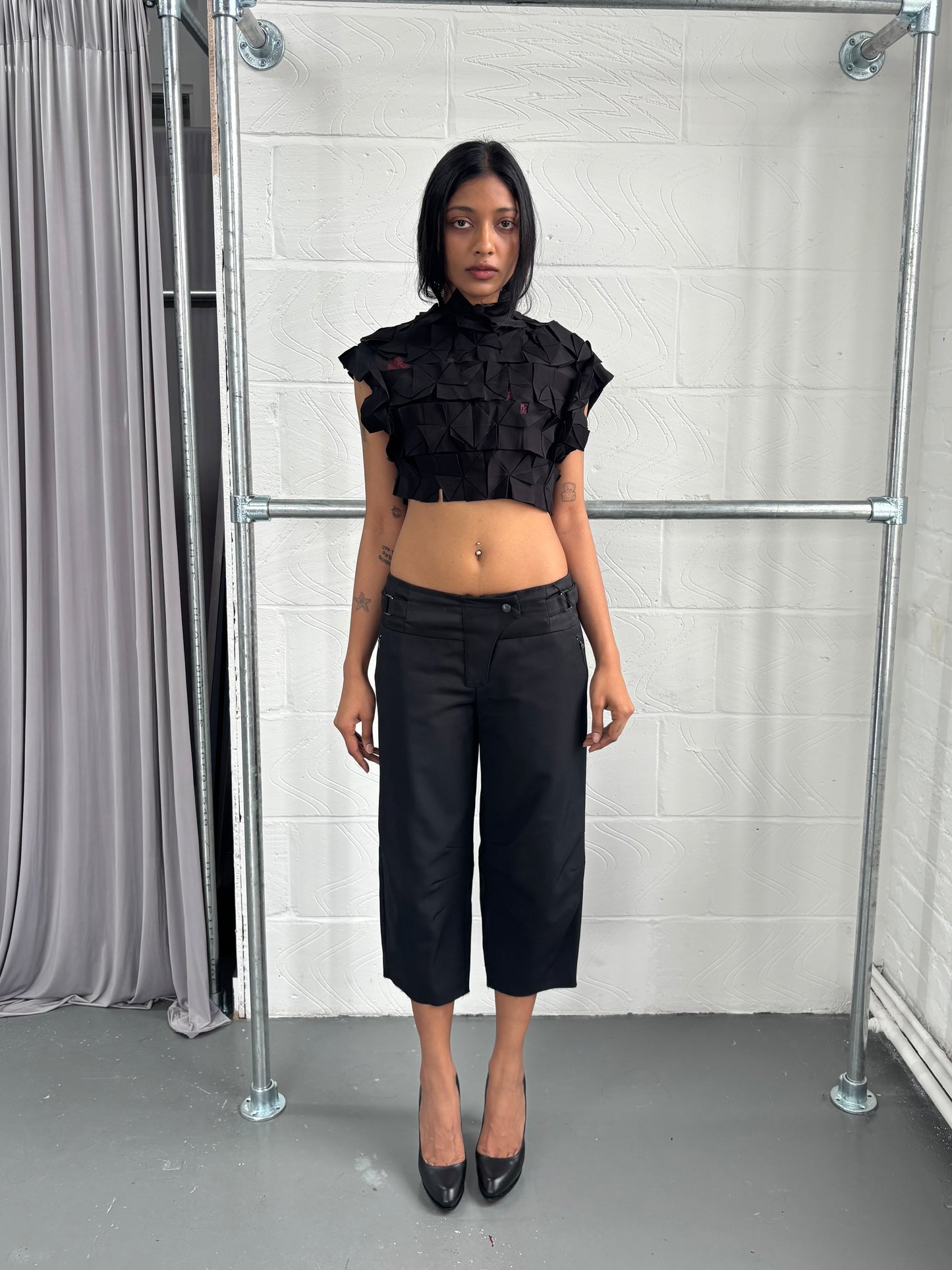 PRADA SPORT WOOL CROPPED TROUSERS