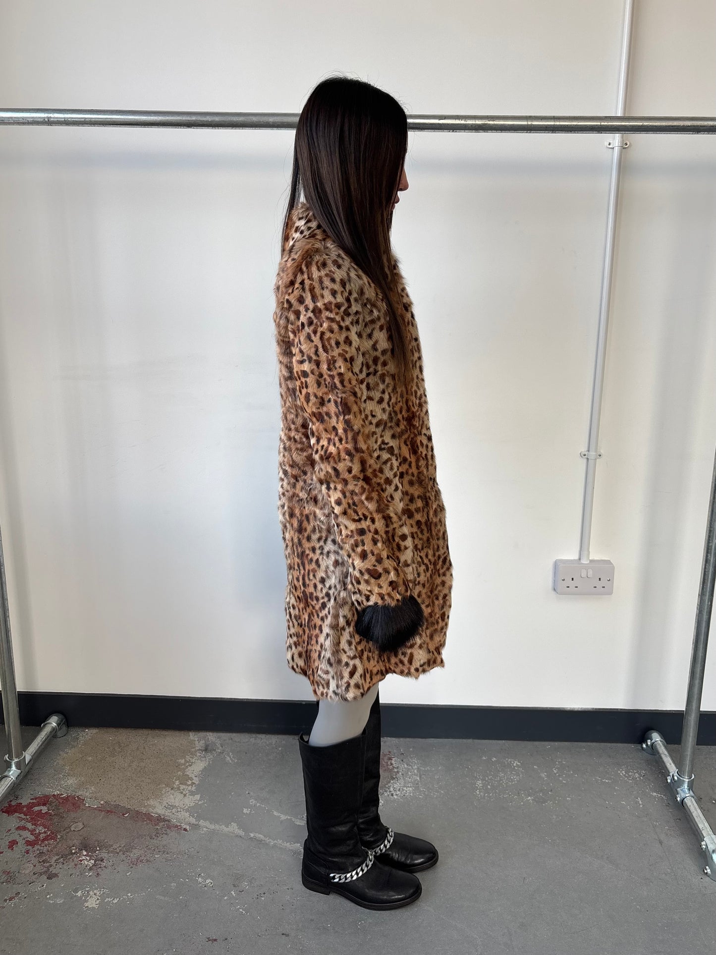 GOAT FUR CHEETAH PRINT COAT