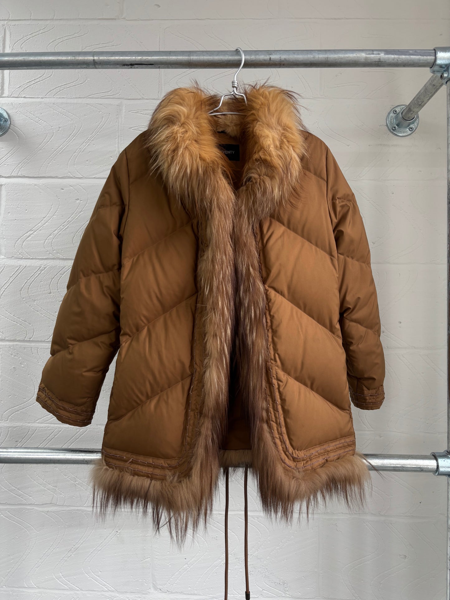 FEATHER DOWN AND FUR PUFFER JACKET
