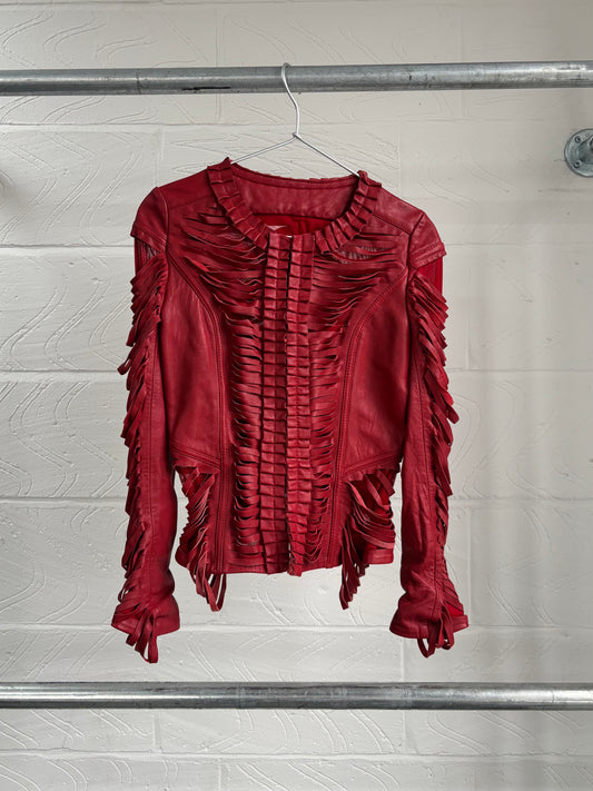 LAMBSKIN LEATHER SLASHED JACKET