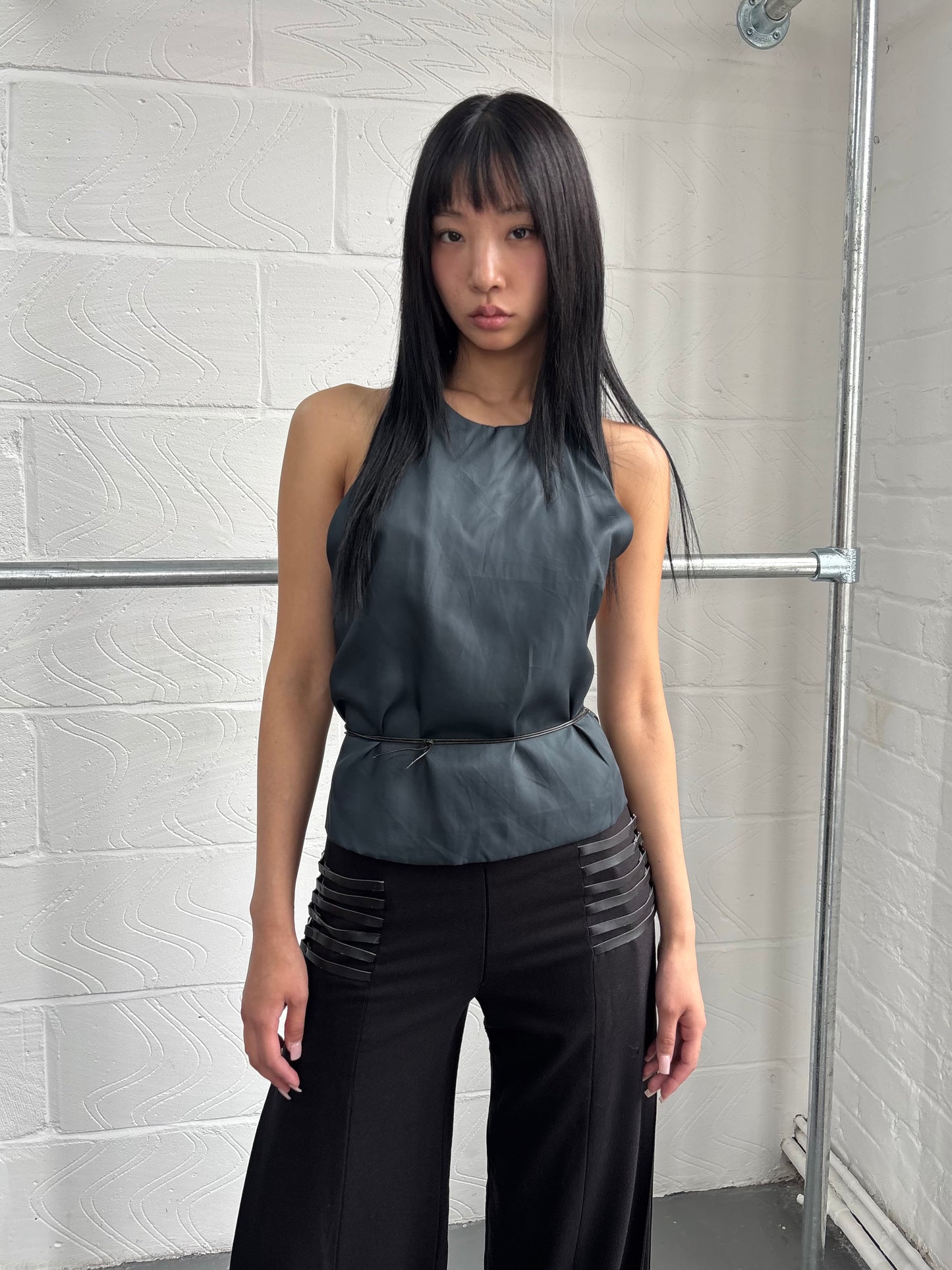 WOOL BLEND BUCKLE TROUSERS
