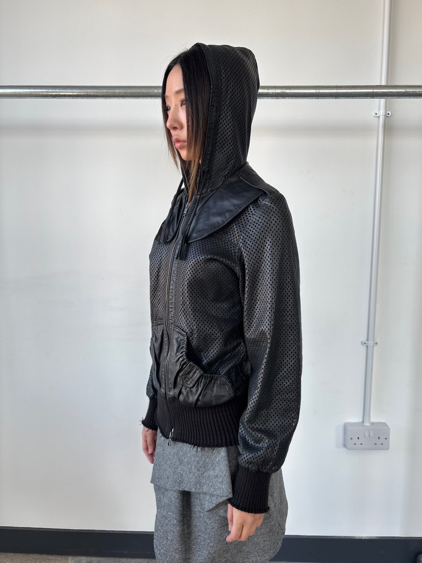 GIORGIO BRATO PERFORATED LEATHER JACKET