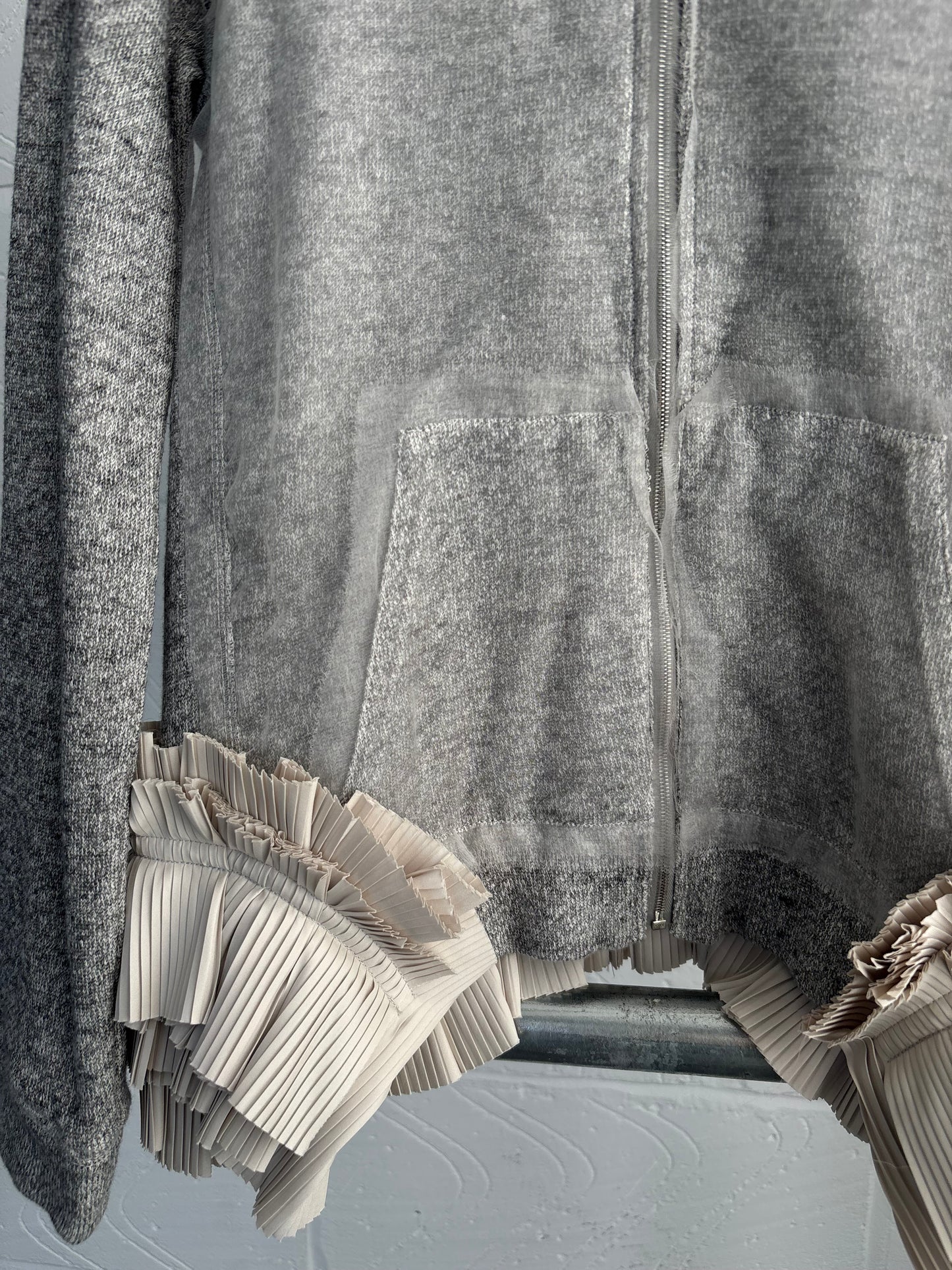 JAPANESE MESH AND PLEAT DETAIL HOODIE