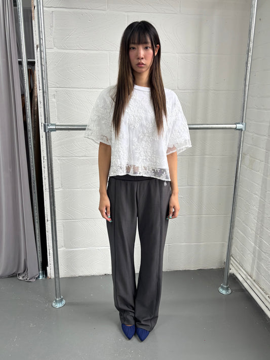 JAPANESE DESIGNER FLORAL NET LAYER T-SHIRT