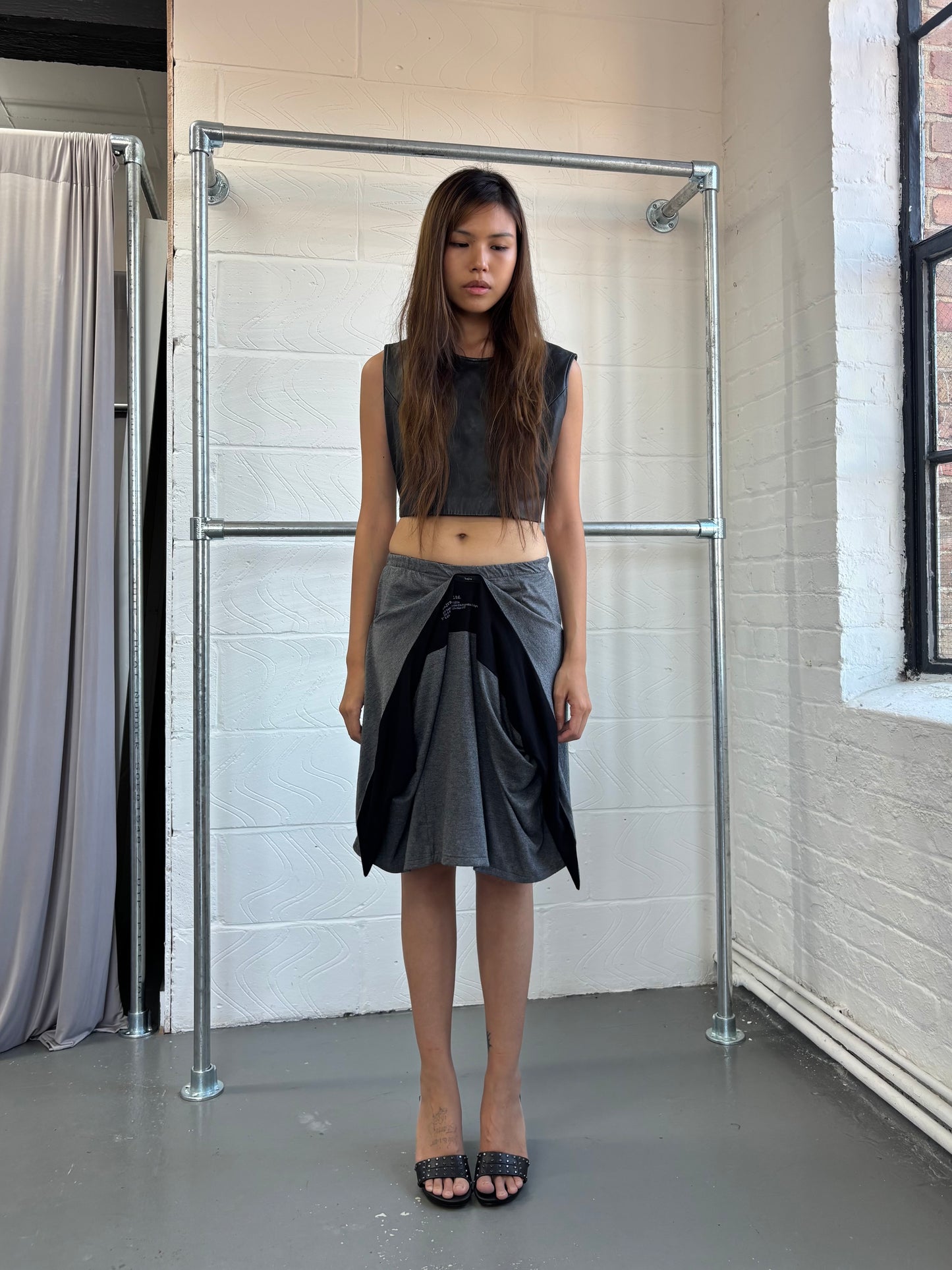 JAPANESE DESIGNER JERSEY DRAPE SKIRT