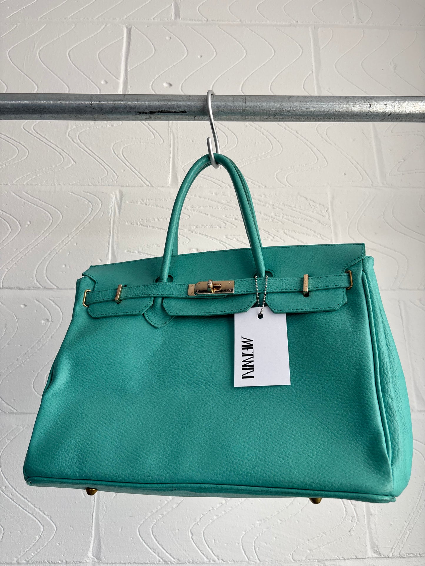TEAL LEATHER MINI FIRKIN