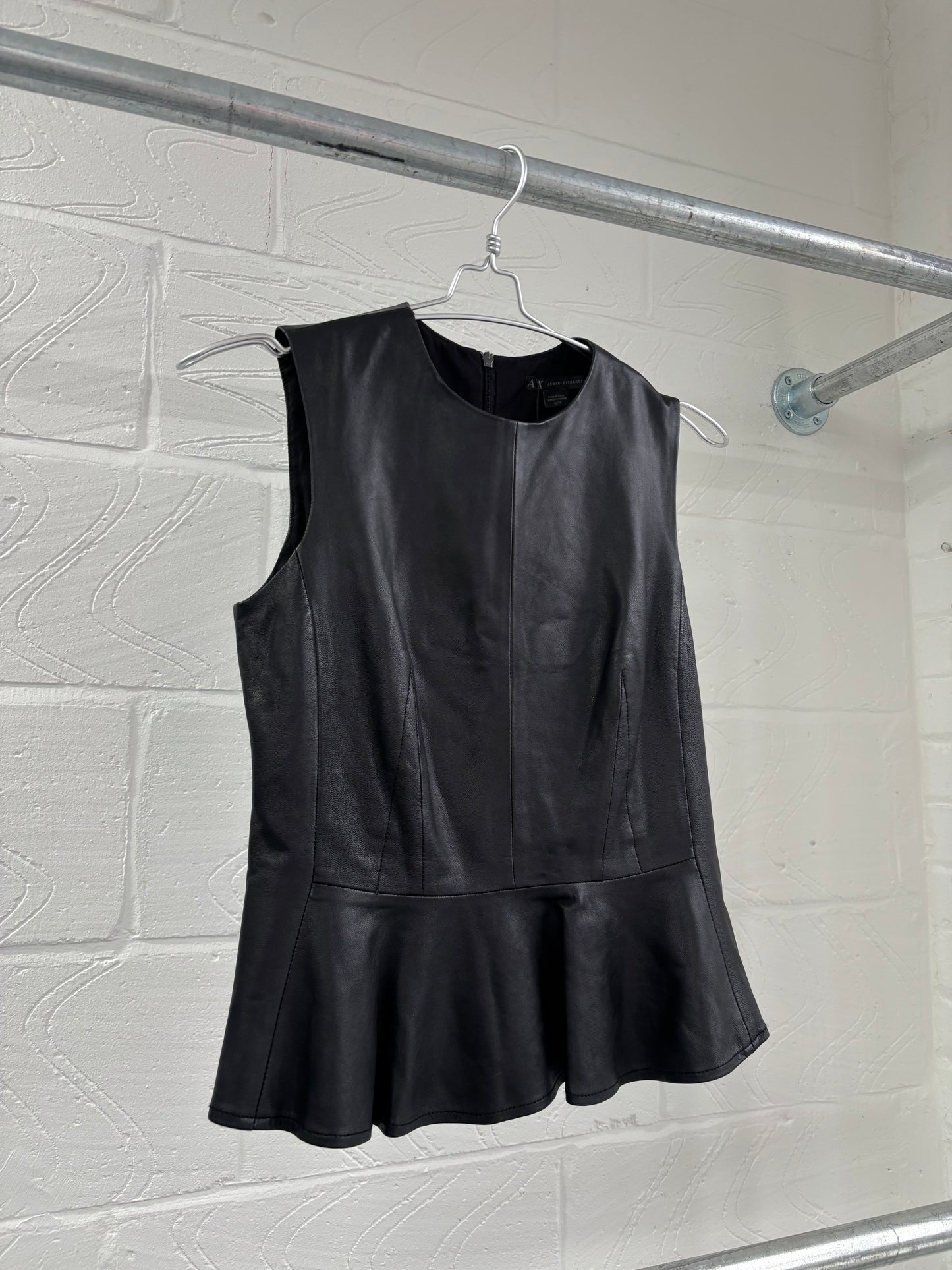 ARMANI LEATHER PEPLUM TOP