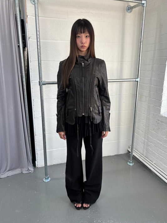 LEATHER ZIP FRONT DETAIL JACKET