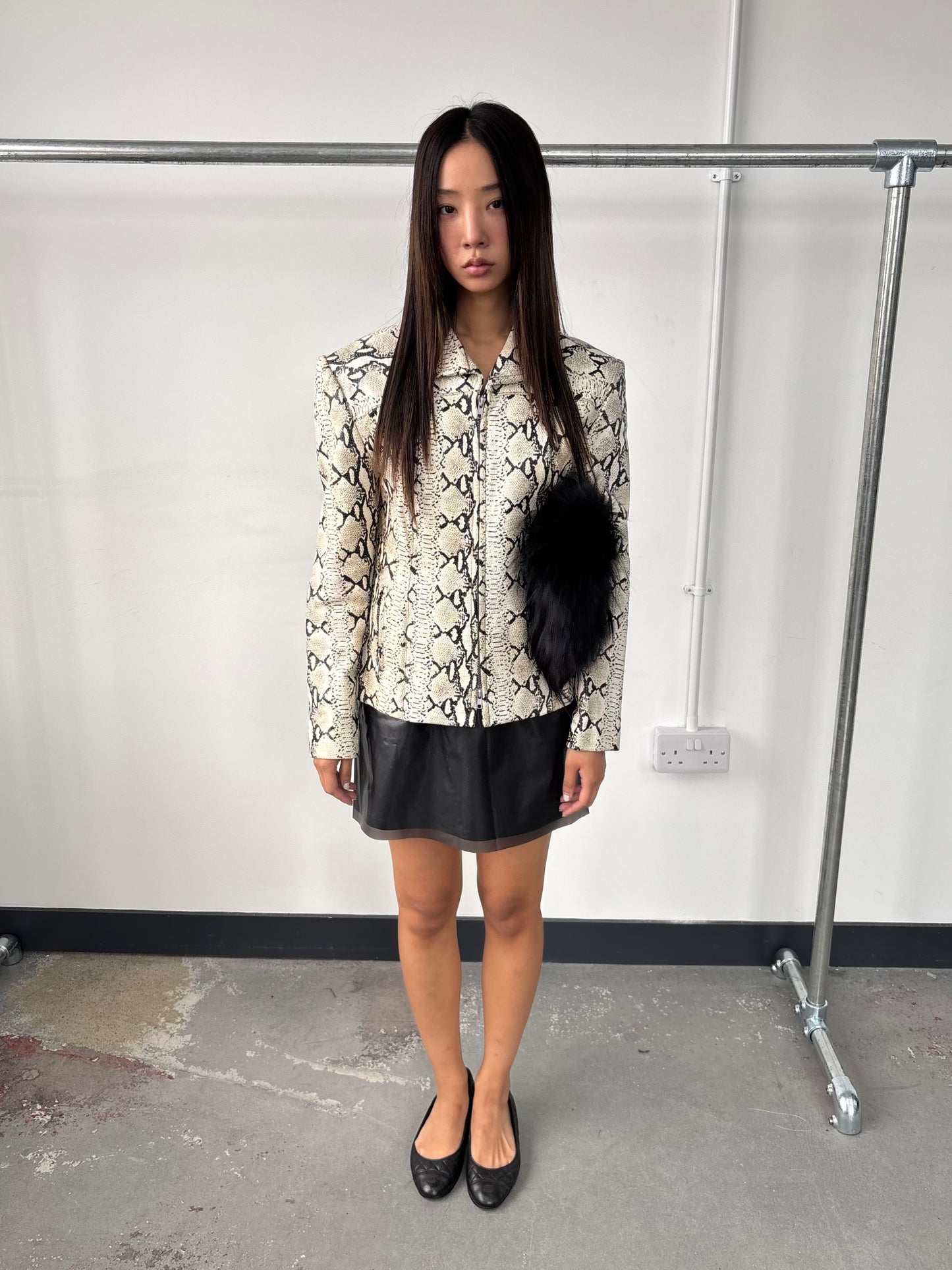 LEATHER SNAKE PRINT JACKET