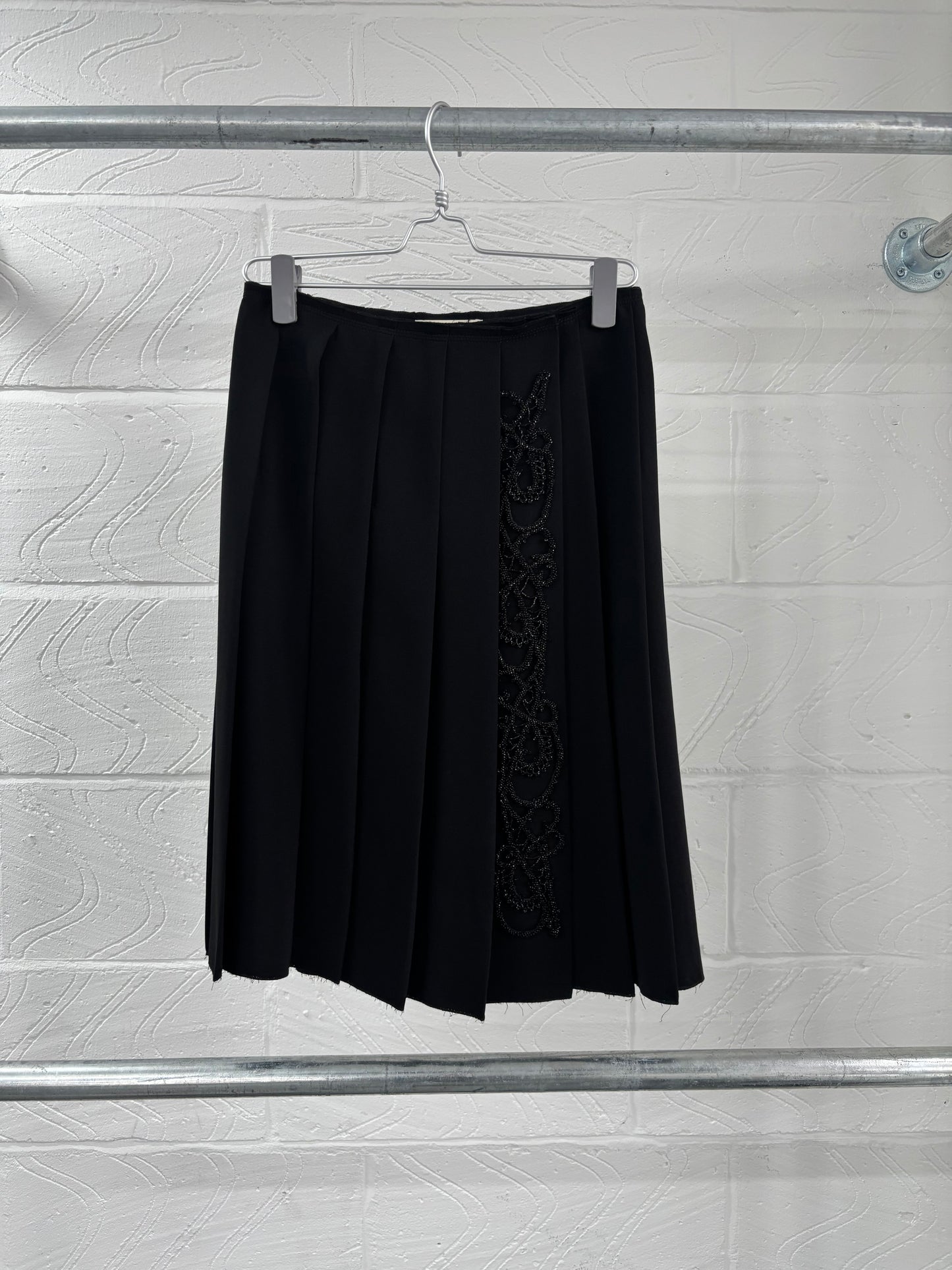 PRADA EMBELLISHED PLEATED SKIRT