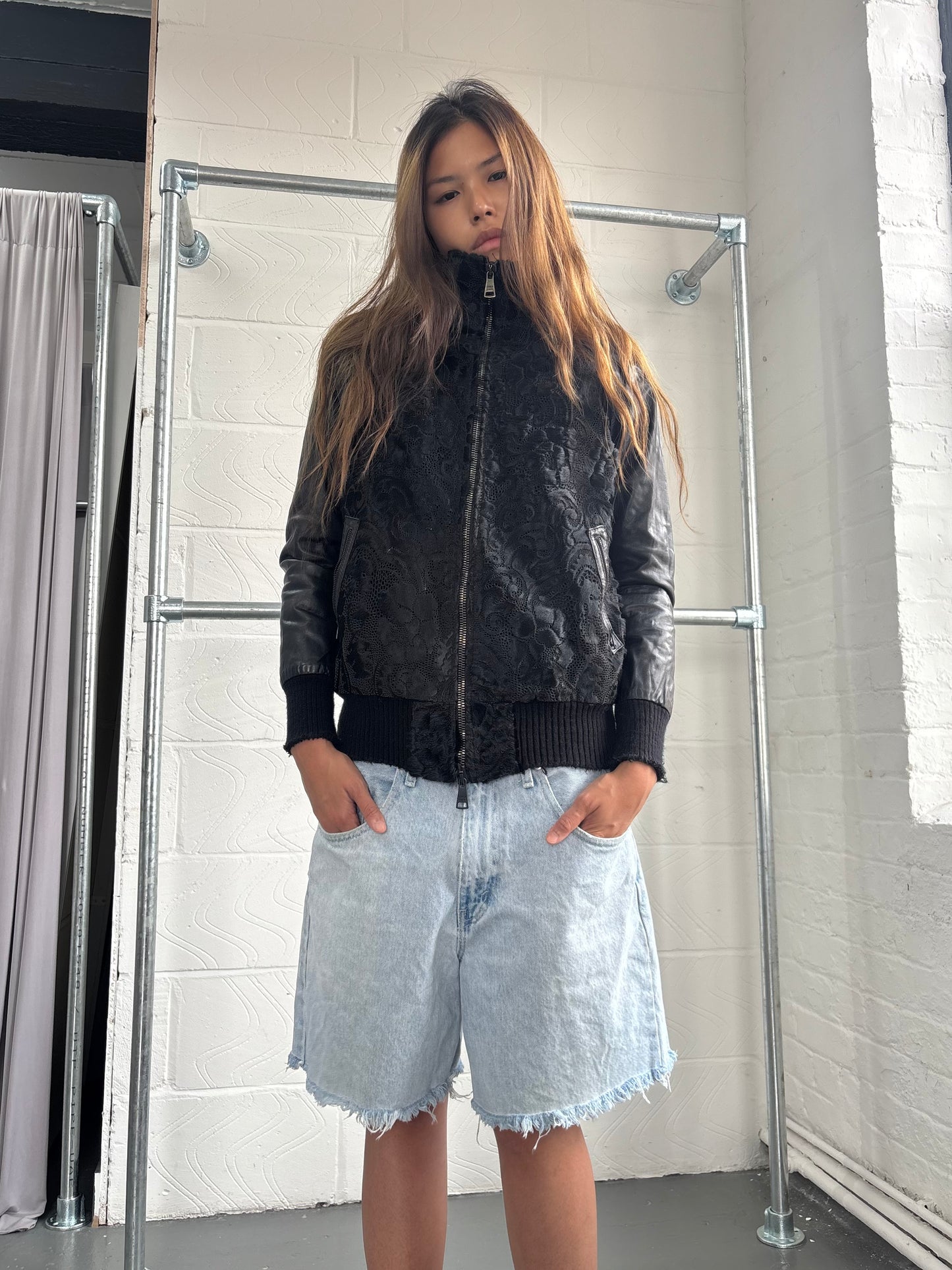 GIORGIO BRATO LEATHER PONY HAIR JACKET